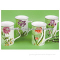 new bone china coffee mug with blooming flower